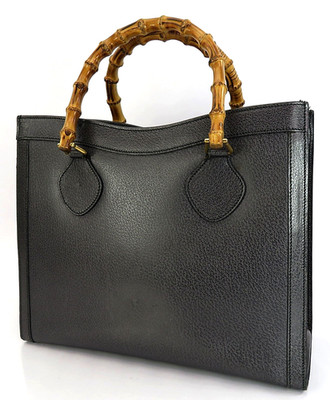 Echte Gucci Handtasche Diana grau Leder und Bambusgriff #63279