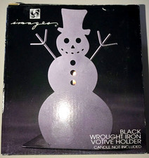 Snowman Images Black Wrought Iron Votive Candle Holder 6 Inch