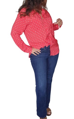 🌸 Karen Hart Blouse Women’s M Reddish Pink Lightweight Button Top Shirt Casual