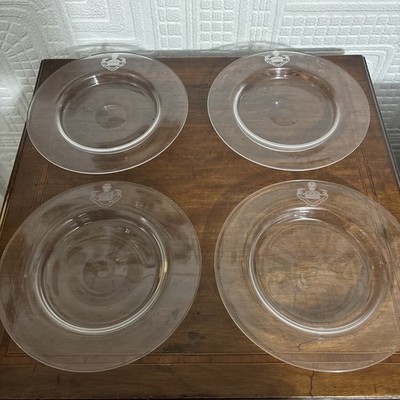 4 antike Glas Eisplatten - Deo Patriae Regi, Gott, Landkönig Motto
