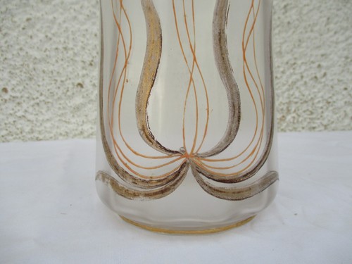 GRAND VASE EN VERRE A DECOR EMAILLÉ DE FLEURS MARGUERITES ÉPOQUE 1900/20 - Picture 2 of 14