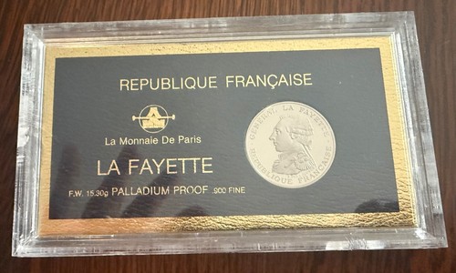 7,000 TOTAL MINTAGE RARE FRANCE PALLADIUM COIN 100 FRANC LA FAYETTE - Picture 5 of 10