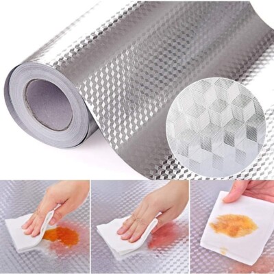 Kitchen Backsplash Stickers 15.7X196.9 Inch Self Adhesive Drawer Liner Peel Foil