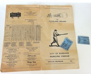 Vintage-scarce-baseball-Cleveland-Indians-St-Louis-Burbank-program-tickets-1950
