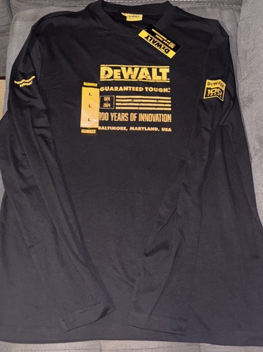 DEWALT🛠️Men's Black Long-Sleeve Logo Limited Edition 100 Years T-shirt Sz Large - Picture 6 of 19