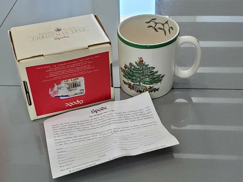 Vintage Spode Christmas Tree Coffee Tea Mug  Made in England Original Box