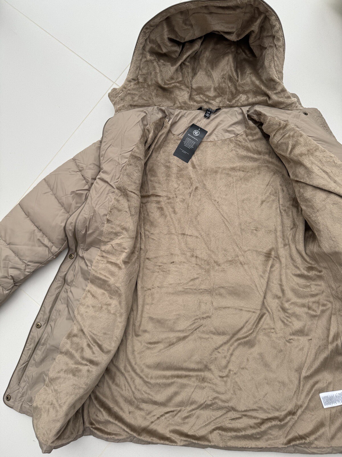 NEW LAUREN RALPH LAUREN FAUX-FUR-TRIM HOODED DOWN TRUFFLE JACKET COAT RRP£279, L image 5