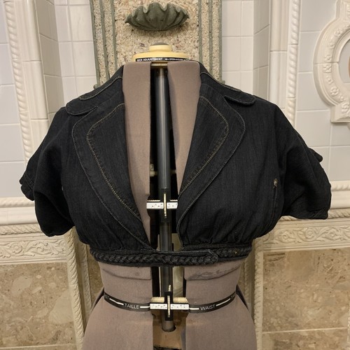 Apple Bottoms. Size Large. Dark Gray Denim Jean Bolero. $114. Short Sleeve. DB.