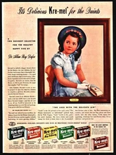 1941 DIONNE QUINTUPLETS Quints Cecile Kre-mel Dessert Vintage Food Photo AD