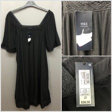 NEW M&S Black Midi Laced Tunic Dress UK 14 EUR 42 RRP £39.50