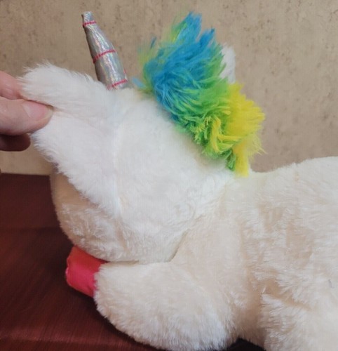 EUC MTY International White Plush Unicorn Light Up Eyes Multicolor~Rainbow Toy - Picture 7 of 15
