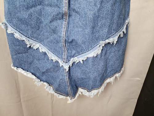 Denim Maxirock Juke Box Damengröße 15/16 roh ausgefranster V-Saum 100 % Baumwolle Priority - Bild 3 von 15