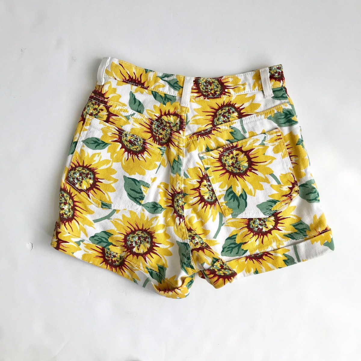 American Apparel Women Denim High Rise Mom Yellow Sunflower