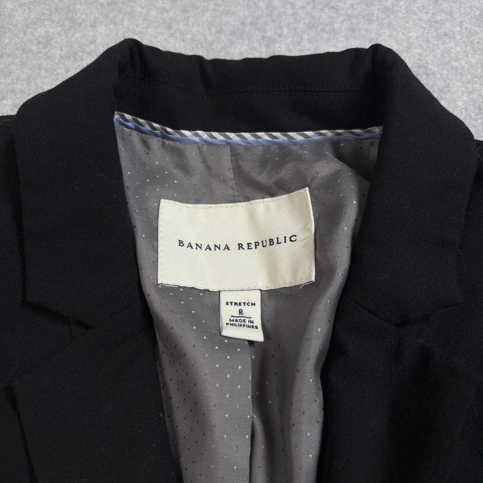 Banana Republic Jacket Women 8 Black Blazer Wool Blend Academia Heritage Work Foto 3 de 4
