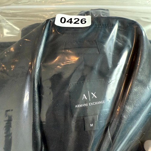 Armani Exchange Biker Jacket Womens Medium Black Faux Leather Asymmetrical Zip - Picture 12 of 12