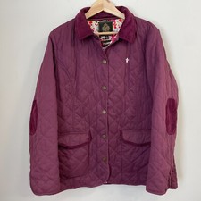 Toggi Quilted Coat Jacket Womens Size Uk 18 Purple Snap Closure Corduroy Collar
