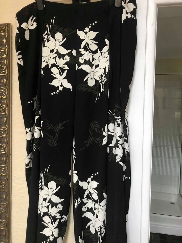 MARKS SPENCER AUTOGRAPH BLACK MIX WIDE LEG PALAZZO TROUSERS SIZE