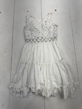 Shein White Sleeveless Cross Strap Lace Top Dress Womens Size Small