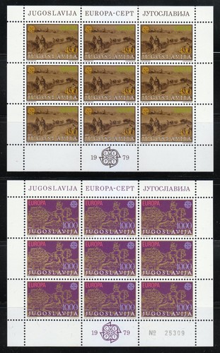 Jugoslawien 1979 postfrisch KLB 1787-1788 Sc 1426-1427 Postillion. Ljubljana, Belgrad ** - Bild 1 von 2