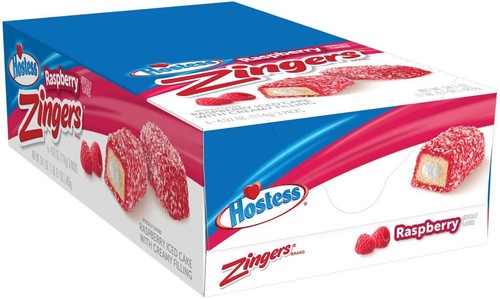 Hostess Raspberry Zingers, Cream-Filled Snack Cakes, 3 Cakes per Pack, (Pack ... - 第 1/2 張圖片