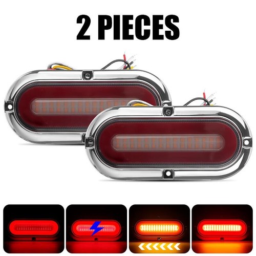 2X 7" Oval LED Stop Trailer Truck Brake Flowing Turn Signal Tail Lights DRL IP67 - Picture 13 of 13