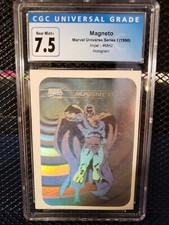 🔥1990 MARVEL UNIVERSE X-MEN  MAGNUS HOLOGRAM MH2 MAGNETO CGC 7.5 NM+🔥