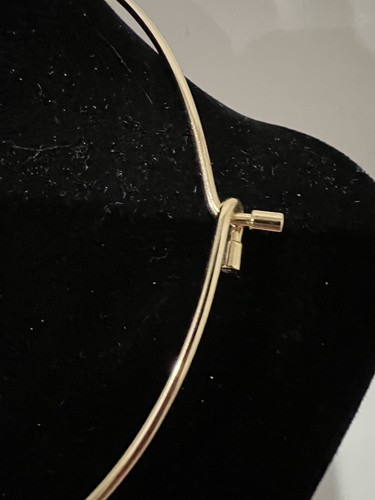 Necklace Oval Faux Pearl Cabochon Rhinestone Gold Tone Wire Choker Very elegant! - Picture 6 of 13