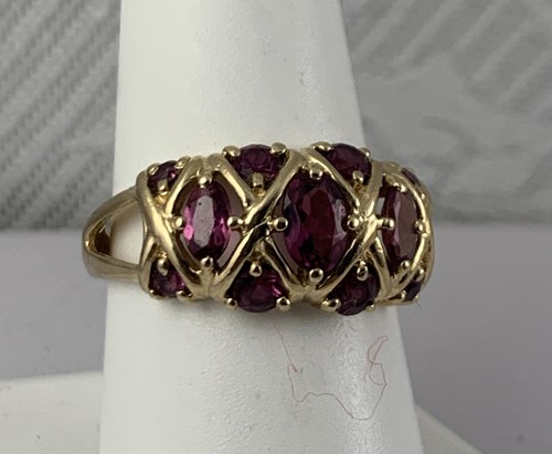 Ring 14k Yellow Gold Argile Lattice With Purple Stone Size 8 1/2 - Picture 3 of 12