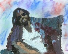 Original - Dude in Sunglasses Big Lebowski Palette Knife Abstract Art Painting 