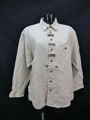 Size L costume shirt Country Casa Moda beige linen cotton embroidery shirt TH2069