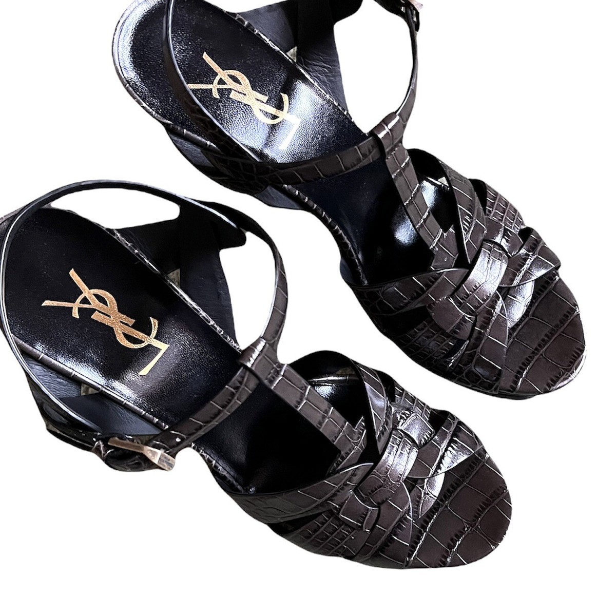【サンローラン・SAINT LAURENT】SANDALS NEW Saint Laurent 105 Tribute Croc Embossed 39 Ultra Grey