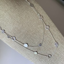 Long layering Kenneth Cole Reaction matte silver disk chain necklace