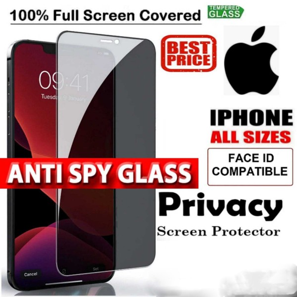 PRIVACY Screen Protector for iPhone 15 12 11 13 14 Pro MaxPlus Tempered Glass - image 1