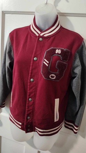 NROR GAP KIDS Sz L 36" CHEST Burgundy & Gray GIRLS BOYS UNISEX VARSITY JACKET - Picture 5 of 6