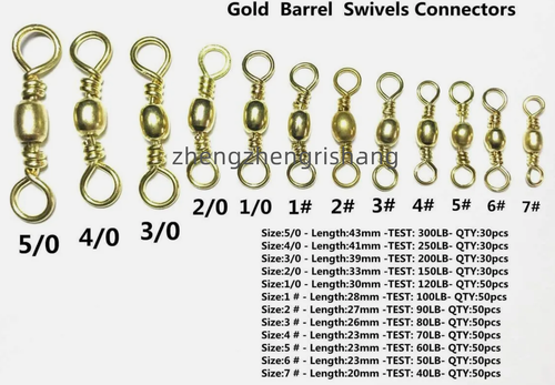 High Strength Gold Barrel Swivels Connectors for Fishing (40LB to 300LB) Select - Picture 39 of 44