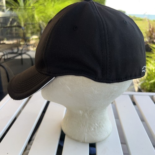 Chevrolet Racing w Chevron Logo Black Hat Cap Black and White Letters Accents - Picture 8 of 13