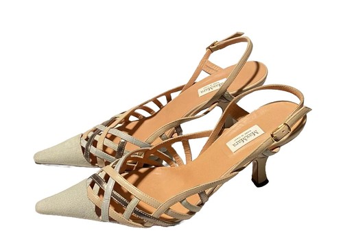 Max Mara Suede & Leather Pointed Toe Buckle Heels Women Shoes EU 38 - US 8 Italy