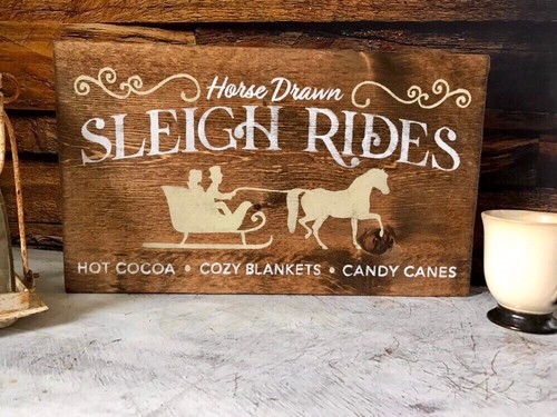 Christmas Sign / Christmas Decor / Sleigh Rides Sign / Rustic Christmas Sign / - Picture 4 of 10