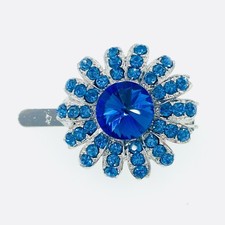Sunflower Magnet Hair Clip Hairpin Rhinestone Crystal Flower Barrette Blue 25