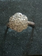 Anello in argento 925 da donna a forma di fiore con pasta diamantata anni 70