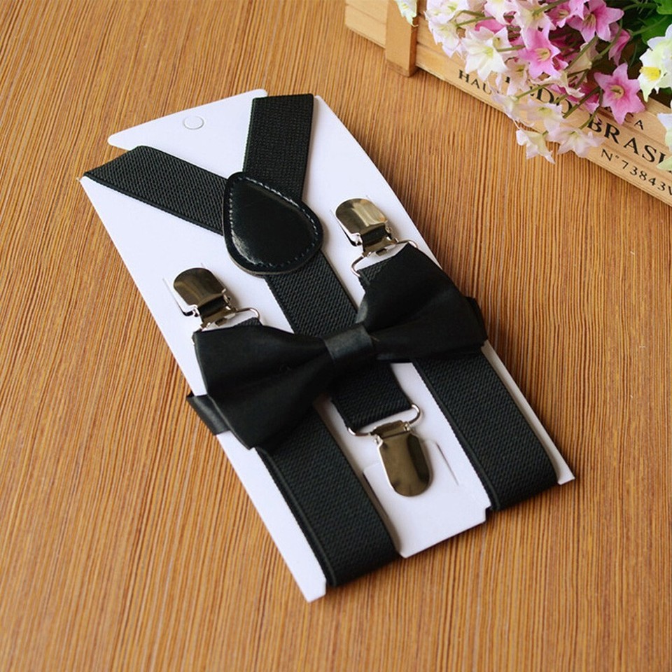 2 5cm Boys Girls Clipon Elastic Braces Suspenders with Matching Bow Tie