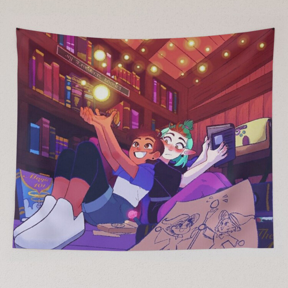 Luz and Amity The Owl House Tapestry, US Weirdos Have To Stick Together  Tapestry