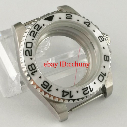 40mm Sapphire Crystal Watch Case White Ceramic GMT Bezel Fit NH35 NH36 Movement - Picture 3 of 6