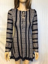 Junior's  NWT TeezeMe Printed Bell-Sleeve Navy Dress Size Small