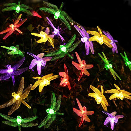 Solar Powered 20 LED String Fairy Lights Dragonfly Waterproof Outdoor Garden US - Picture 11 of 19