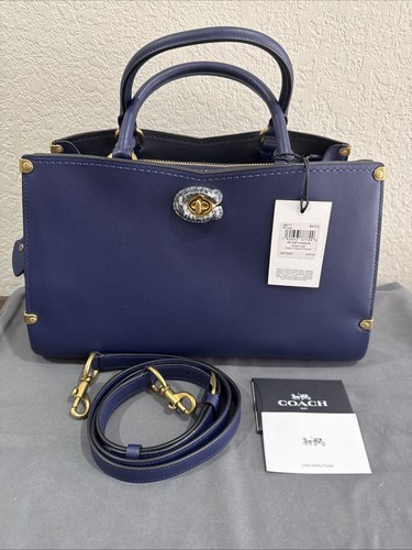 NWT COACH LEATHER SATCHEL MASON CADET BLUE SNAKE ACCENTS BRASS GORGEOUS RARE LTD