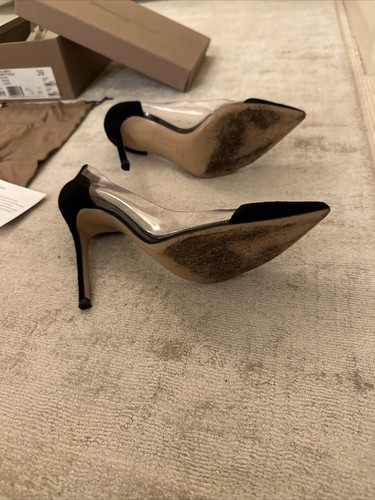 Gianvito Rossi Calabria Black Suede Ladies Plexi Pumps Size 39 - Picture 7 of 12