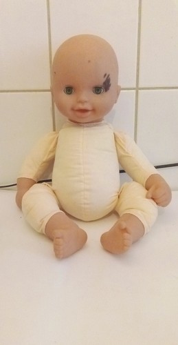 Krause & Sohn Schlafaugen Puppe Baby Stoffkörper H42 cm 1990er