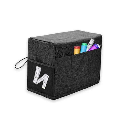 Foldable Sewing Machine Dust Cover with Storage Pockets, Universal Sewing Black