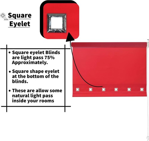 Square Eyelet Roller Blind Plain Fabric Daylight Blackout Office Window Blind UK - Picture 6 of 60